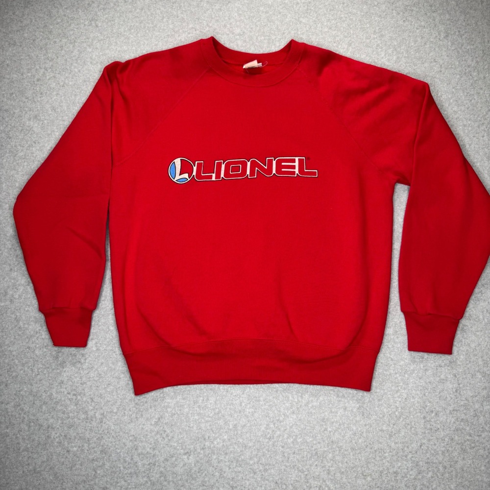 VTG Lionel Trains Sweatshirt Mens XL Red 90s Made in USA Bassett Walker